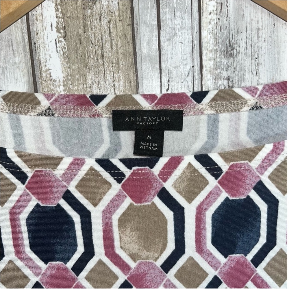 Ann Taylor Geometric Printed Long Sleeve Blouse - Picture 5 of 5